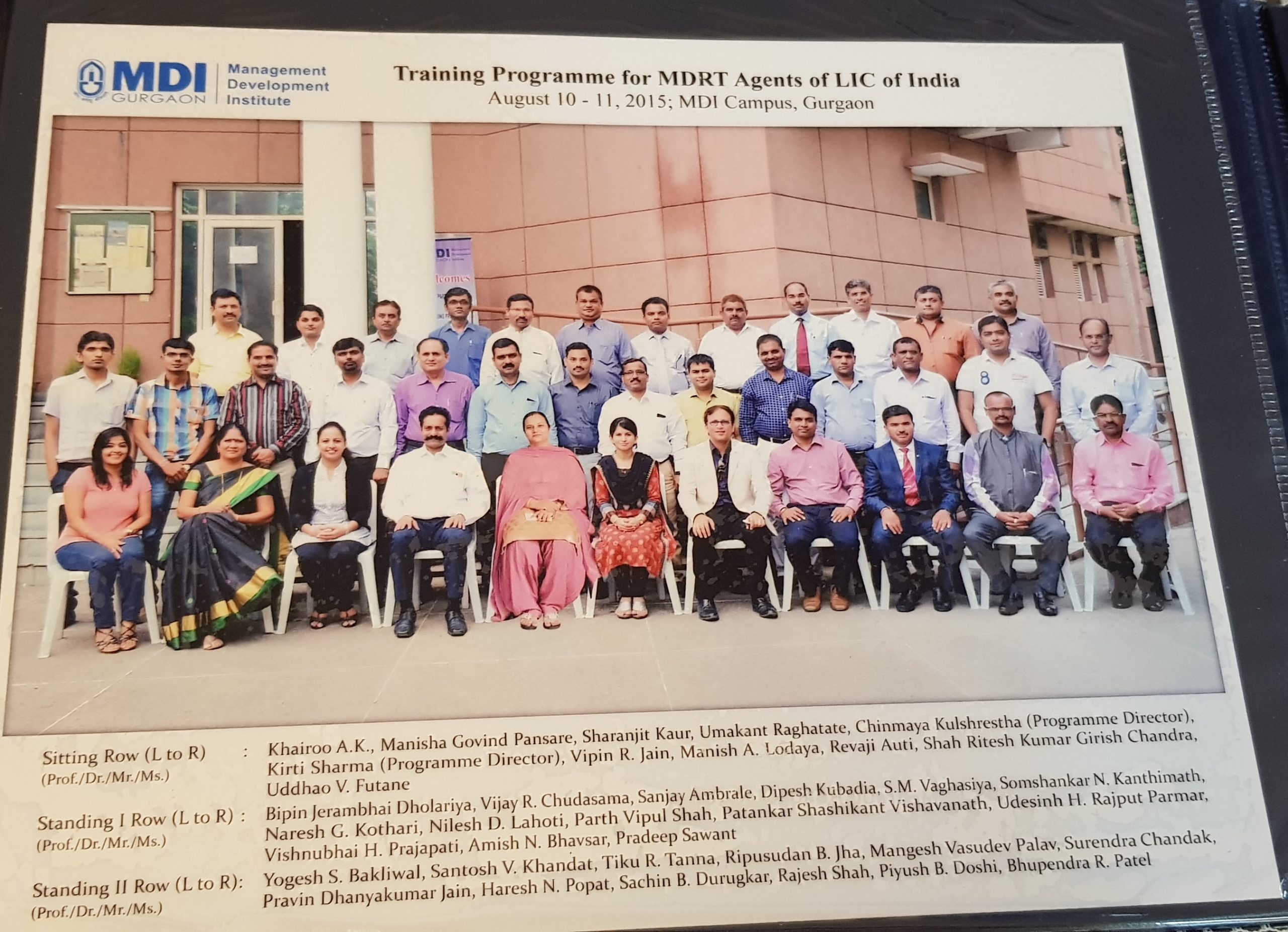 Training at management development institute delhi MDI in 2015