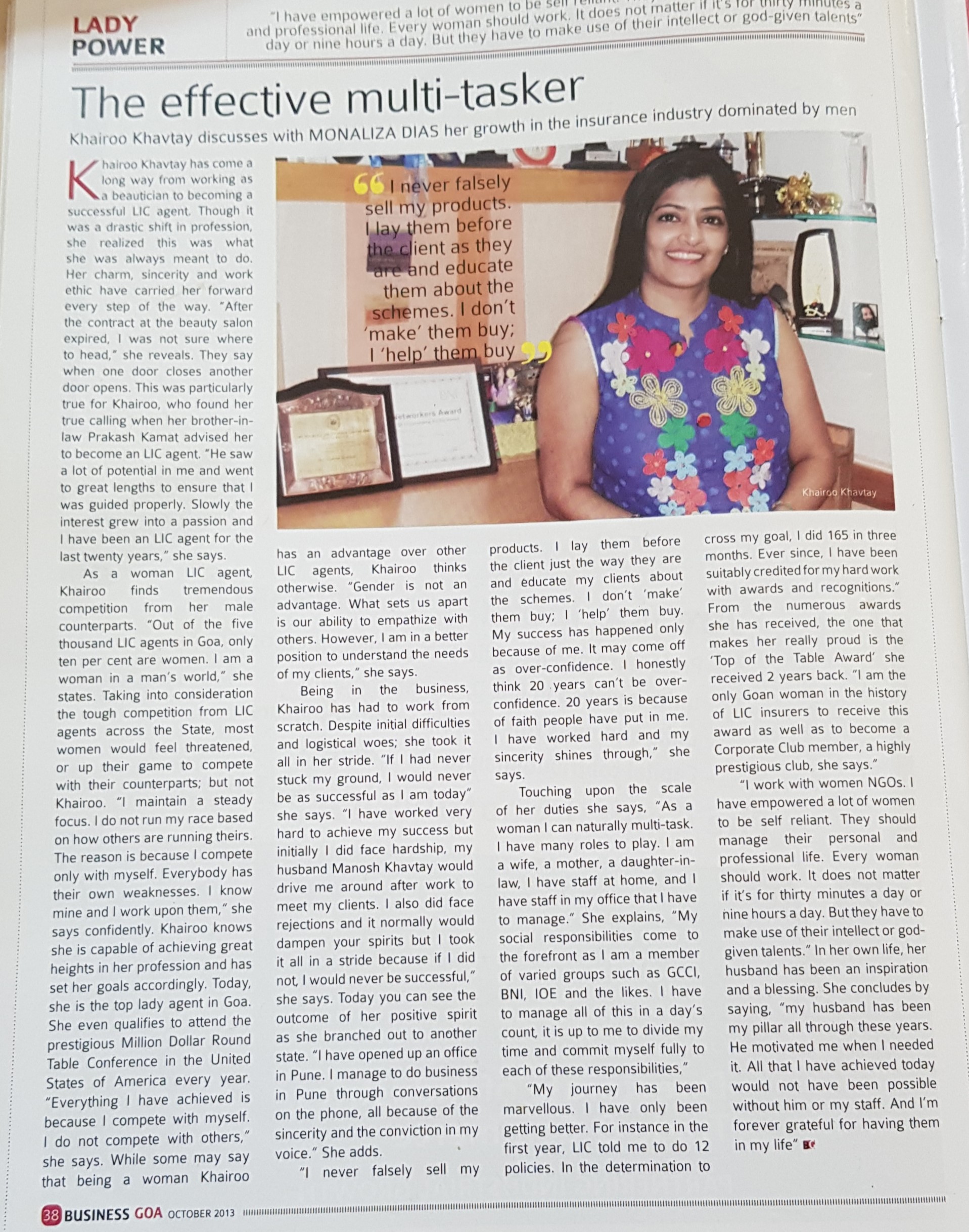 Featured in Business goa magazine in 2013