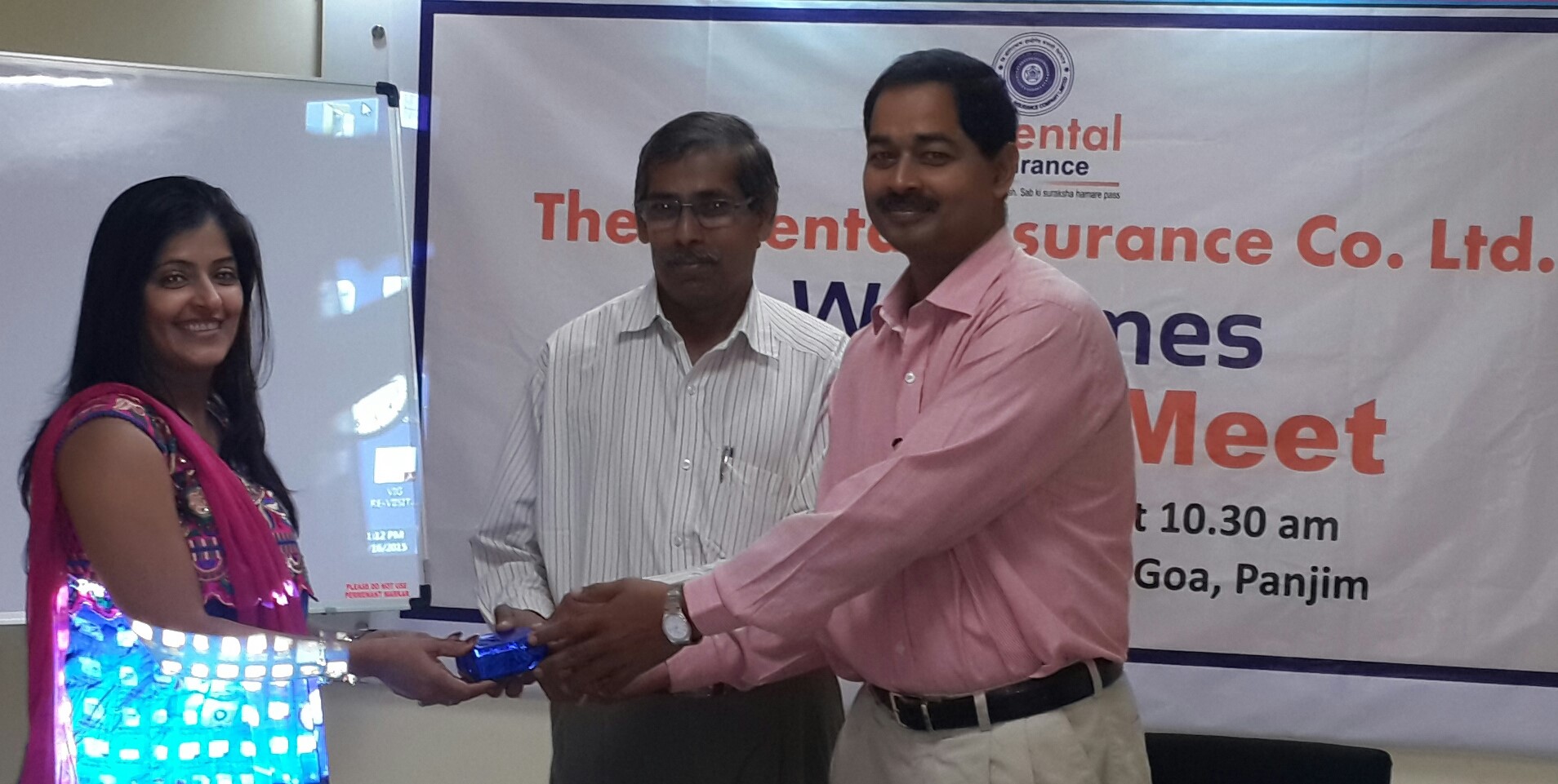 Felicitated in Panjim for the oriental insurance awards in 2016