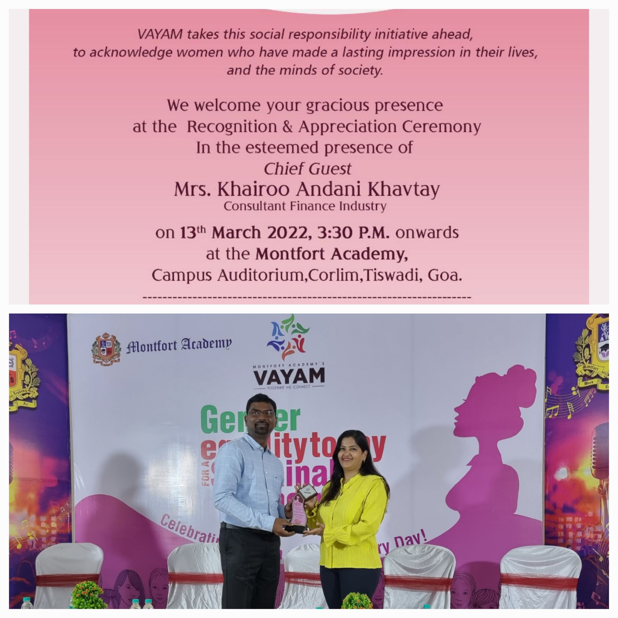 Khairoo Andani Khavtay felicitated at VAYAM 13 March 2022