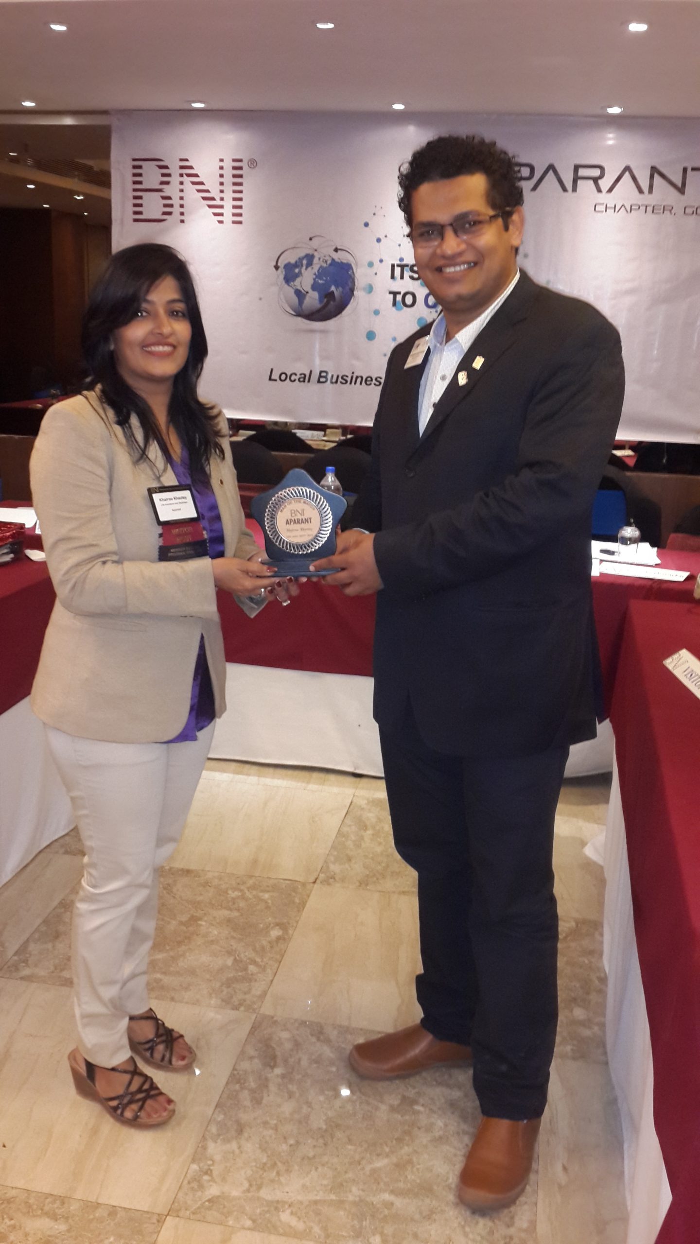 Felicitated as the best LVH at BNI APARANT in the year 2013