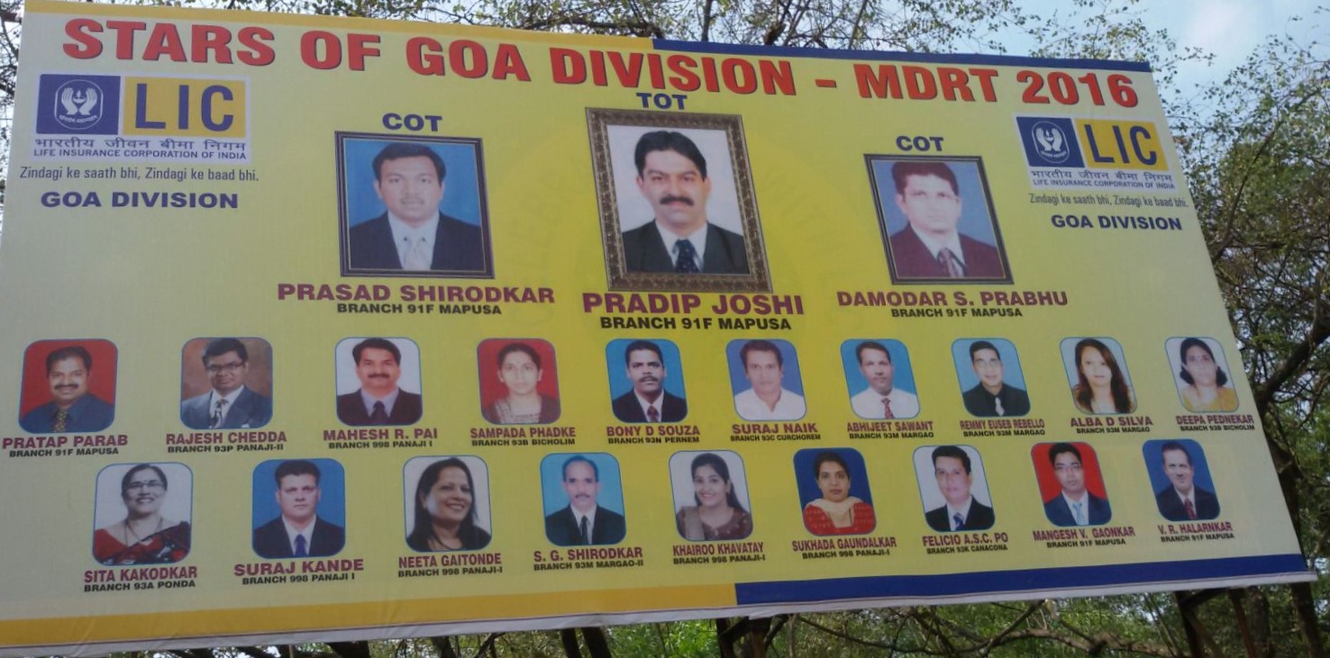 Star of Goa Division MDRT 2015-2016 hoarding at Patto